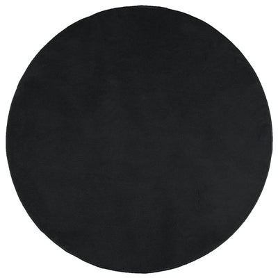 Rug OVIEDO Short Pile Black Ø 120 cm