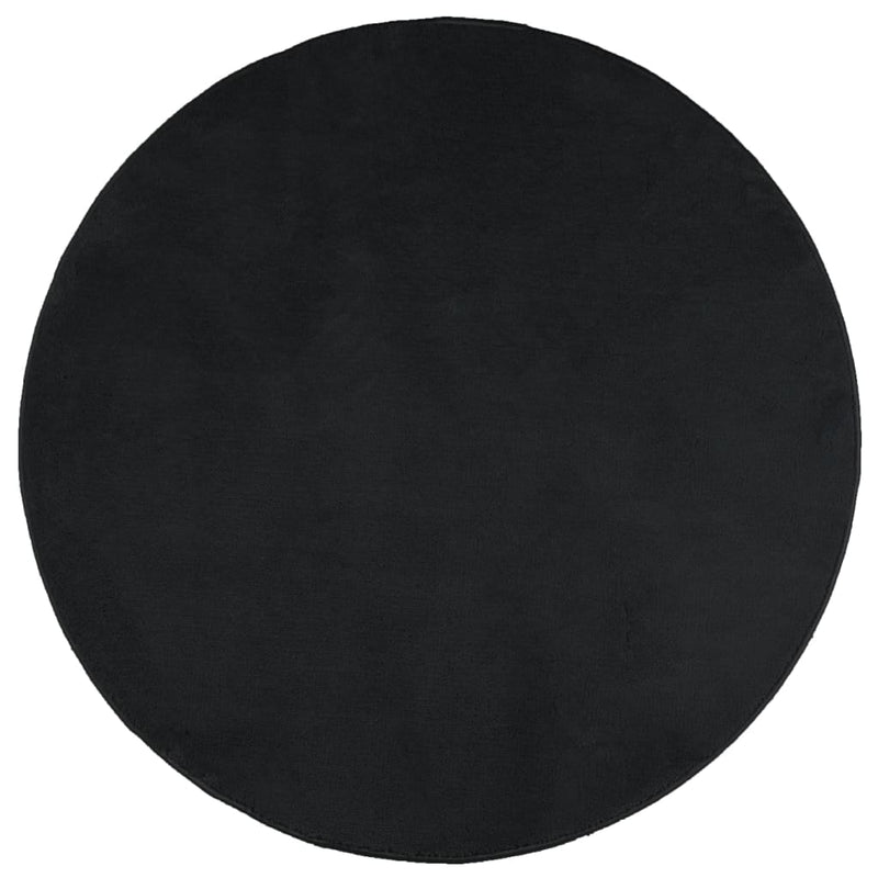 Rug OVIEDO Short Pile Black Ø 120 cm