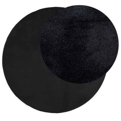 Rug OVIEDO Short Pile Black Ø 120 cm