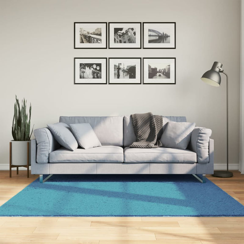 Rug OVIEDO Short Pile Turquoise 160x160 cm