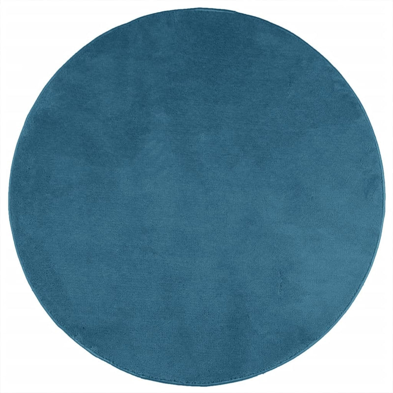 Rug OVIEDO Short Pile Turquoise Ø 120 cm