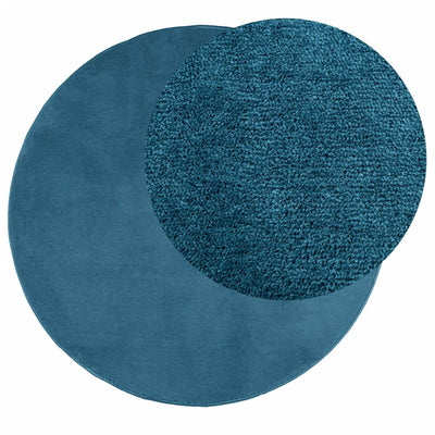 Rug OVIEDO Short Pile Turquoise Ø 120 cm