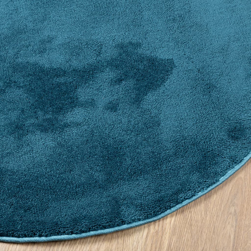 Rug OVIEDO Short Pile Turquoise Ø 120 cm