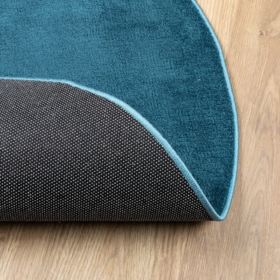 Rug OVIEDO Short Pile Turquoise Ø 120 cm