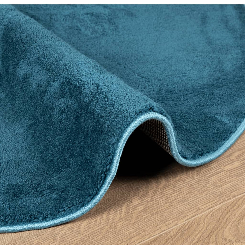 Rug OVIEDO Short Pile Turquoise Ø 120 cm