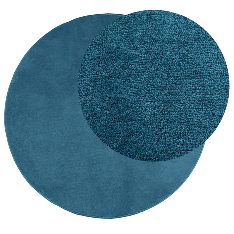 Rug OVIEDO Short Pile Turquoise Ø 160 cm