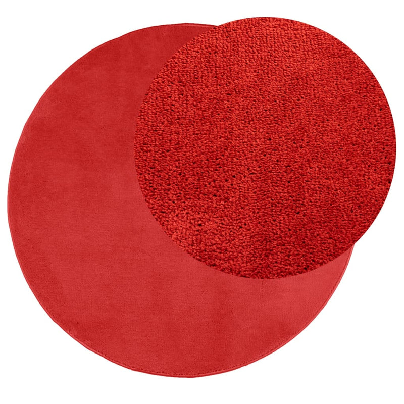 Rug OVIEDO Short Pile Red Ø 120 cm