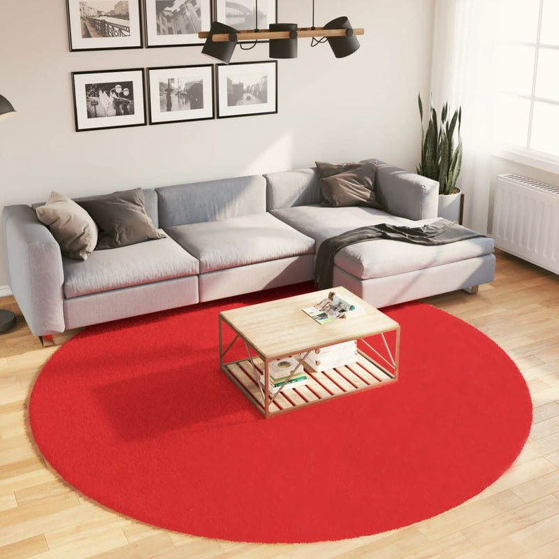 Rug OVIEDO Short Pile Red Ø 240 cm