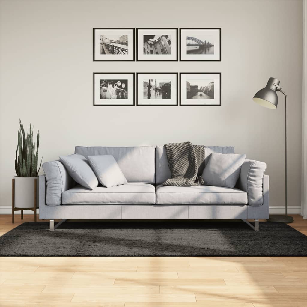 vidaXL Rug ISTAN High Pile Shiny Look Anthracite 100x200 cm 1