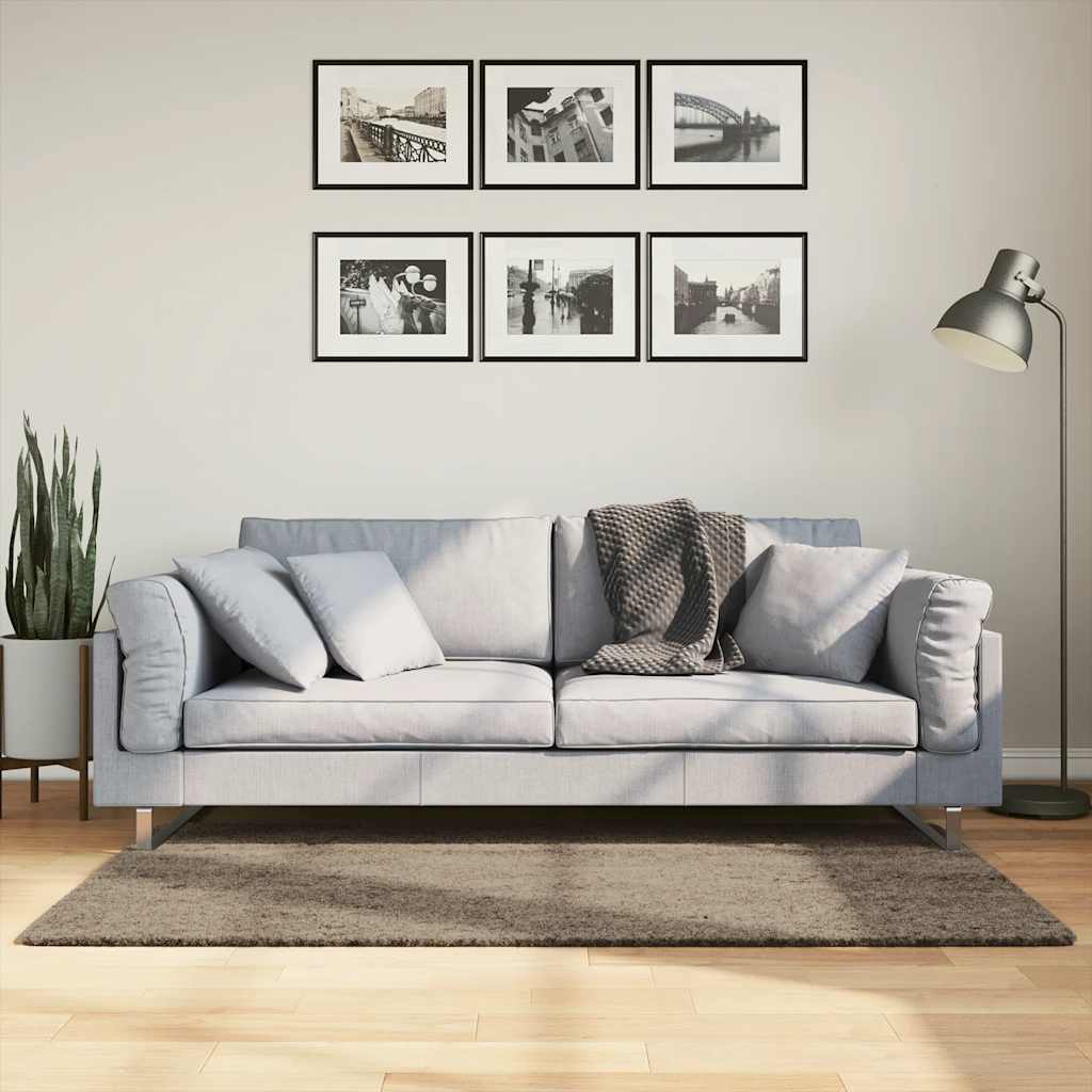 vidaXL Rug ISTAN High Pile Shiny Look Grey 80x150 cm 1