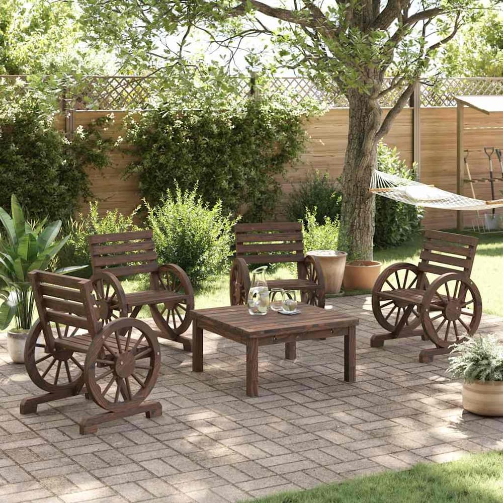 Garden Chairs 4 pcs Solid Wood Fir Dark brown
