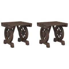 Garden Benches 2 pcs Solid Wood Fir Dark Brown 40 cm 38.5 cm 36.5 cm