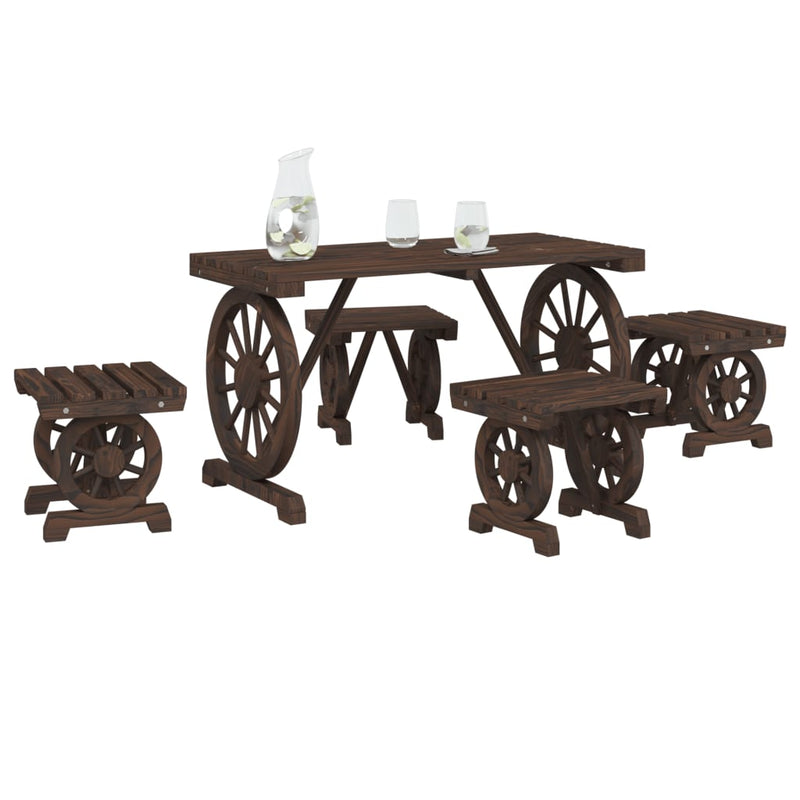 5 Piece Garden Dining Set Solid Wood Fir