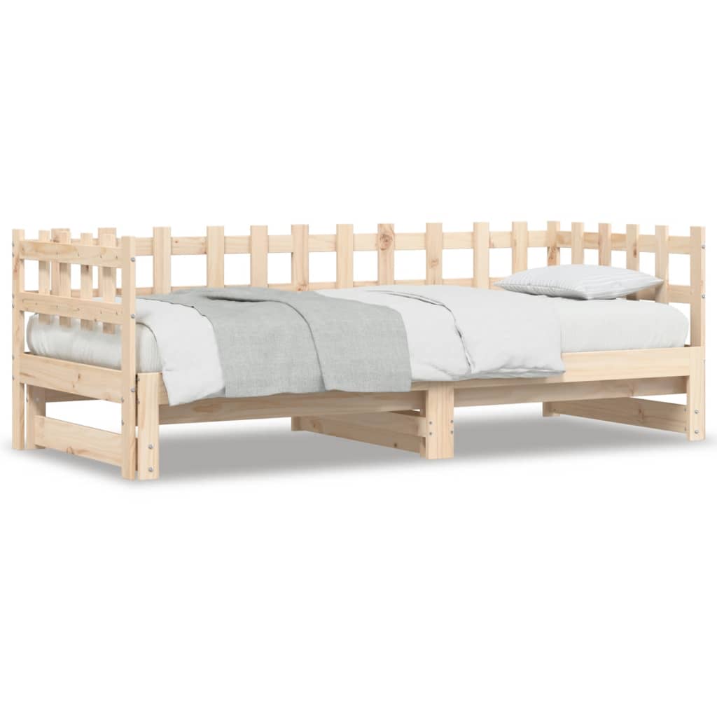 Pull-out Day Bed without Mattress 2x(80x200) Solid Wood Natural 80 cm 200 cm