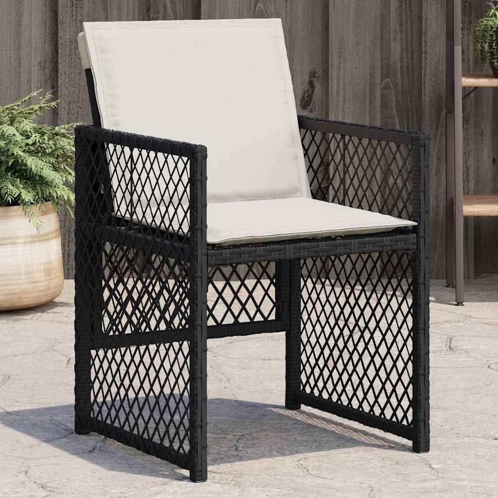 Garden Chairs with Cushions 4 pcs Poly Rattan Black and cream