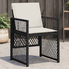 Garden Chairs with Cushions 4 pcs Poly Rattan Black and cream