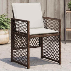 Garden Chairs with Cushions 4 pcs Poly Rattan Brown