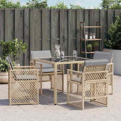 Garden Chairs with Cushions 4 pcs Poly Rattan Mix beige