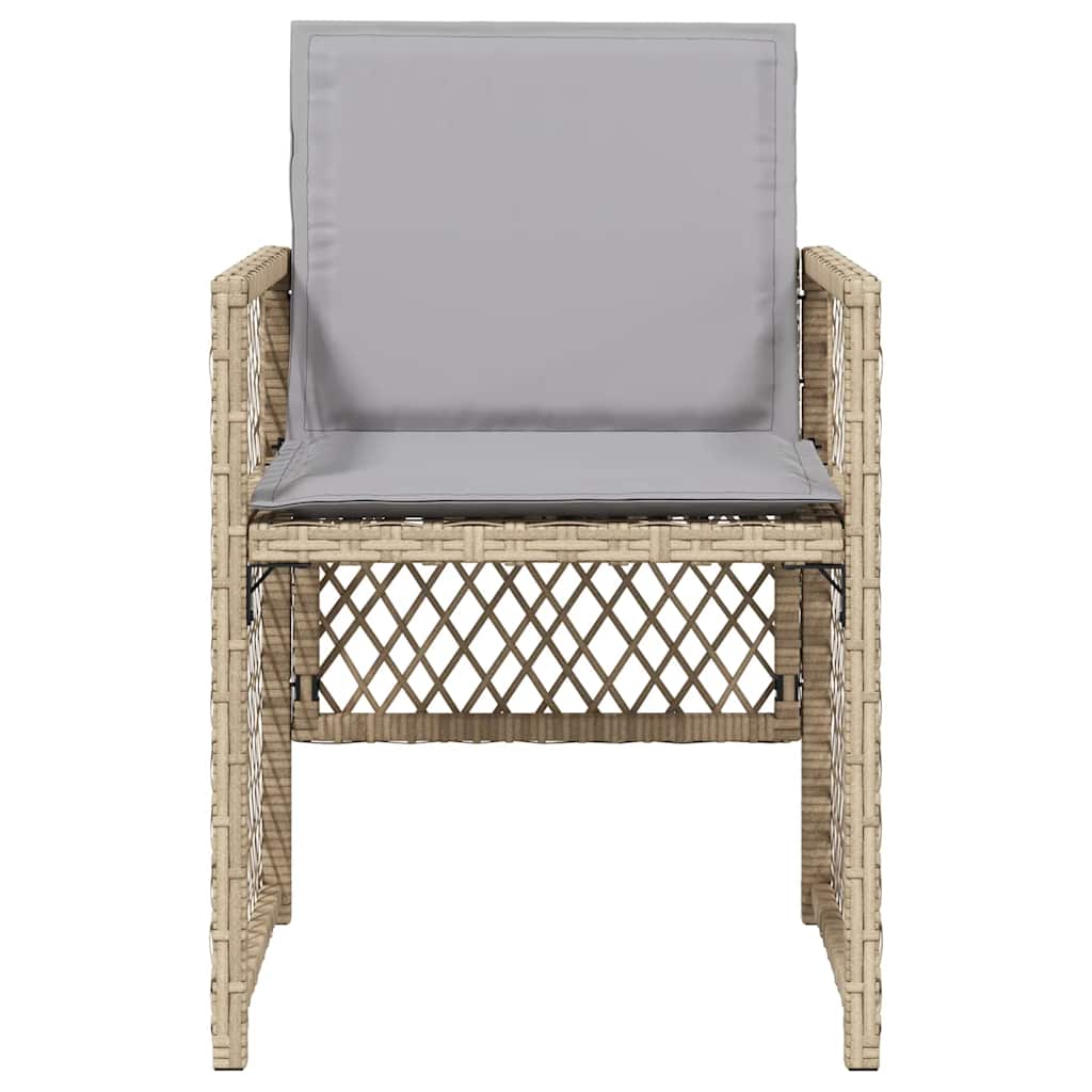 Garden Chairs with Cushions 4 pcs Poly Rattan Mix beige