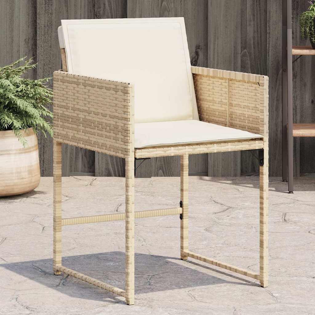 Garden Chairs with Cushions 4 pcs Poly Rattan Beige