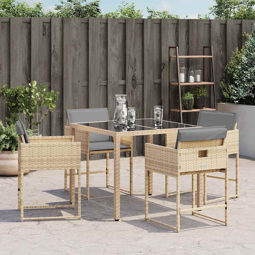 Garden Chairs with Cushions 4 pcs Poly Rattan Mix beige