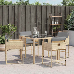 Garden Chairs with Cushions 4 pcs Poly Rattan Mix beige