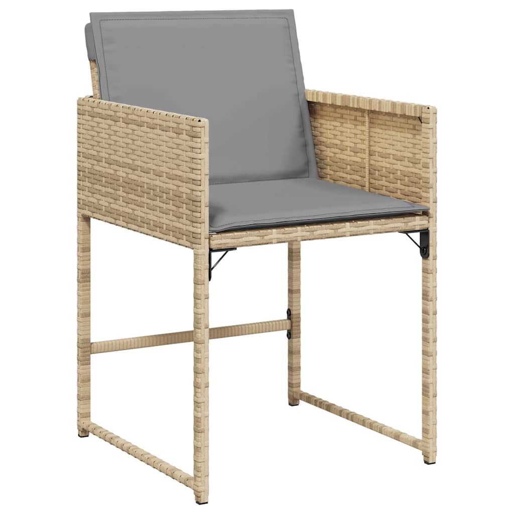 Garden Chairs with Cushions 4 pcs Poly Rattan Mix beige