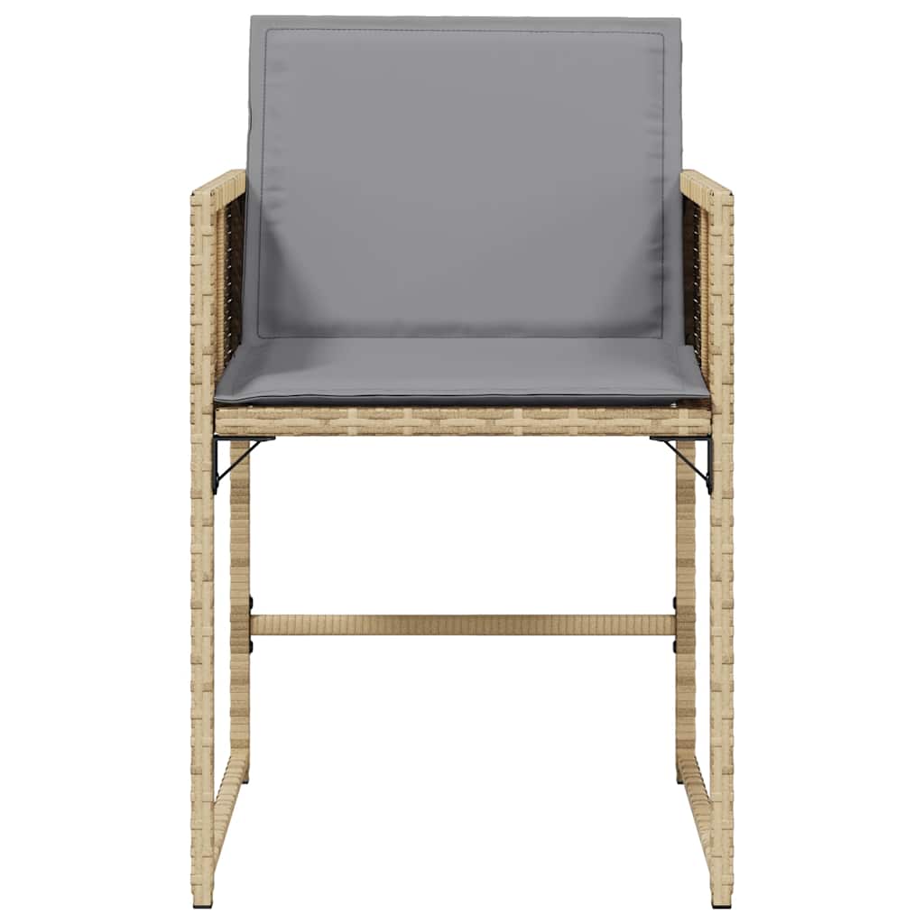 Garden Chairs with Cushions 4 pcs Poly Rattan Mix beige