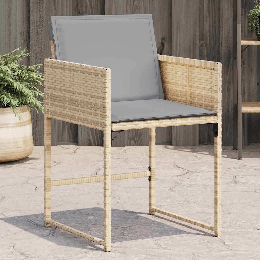 Garden Chairs with Cushions 4 pcs Poly Rattan Mix beige