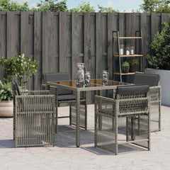 Garden Chairs with Cushions 4 pcs Poly Rattan Grey