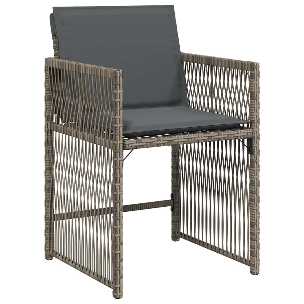 Garden Chairs with Cushions 4 pcs Poly Rattan Grey