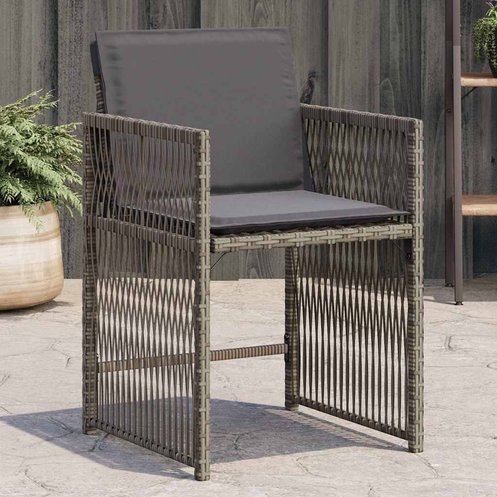 Garden Chairs with Cushions 4 pcs Poly Rattan Grey