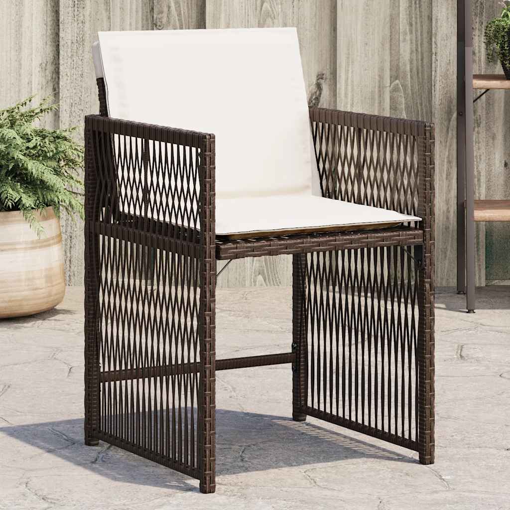 Garden Chairs with Cushions 4 pcs Poly Rattan Brown
