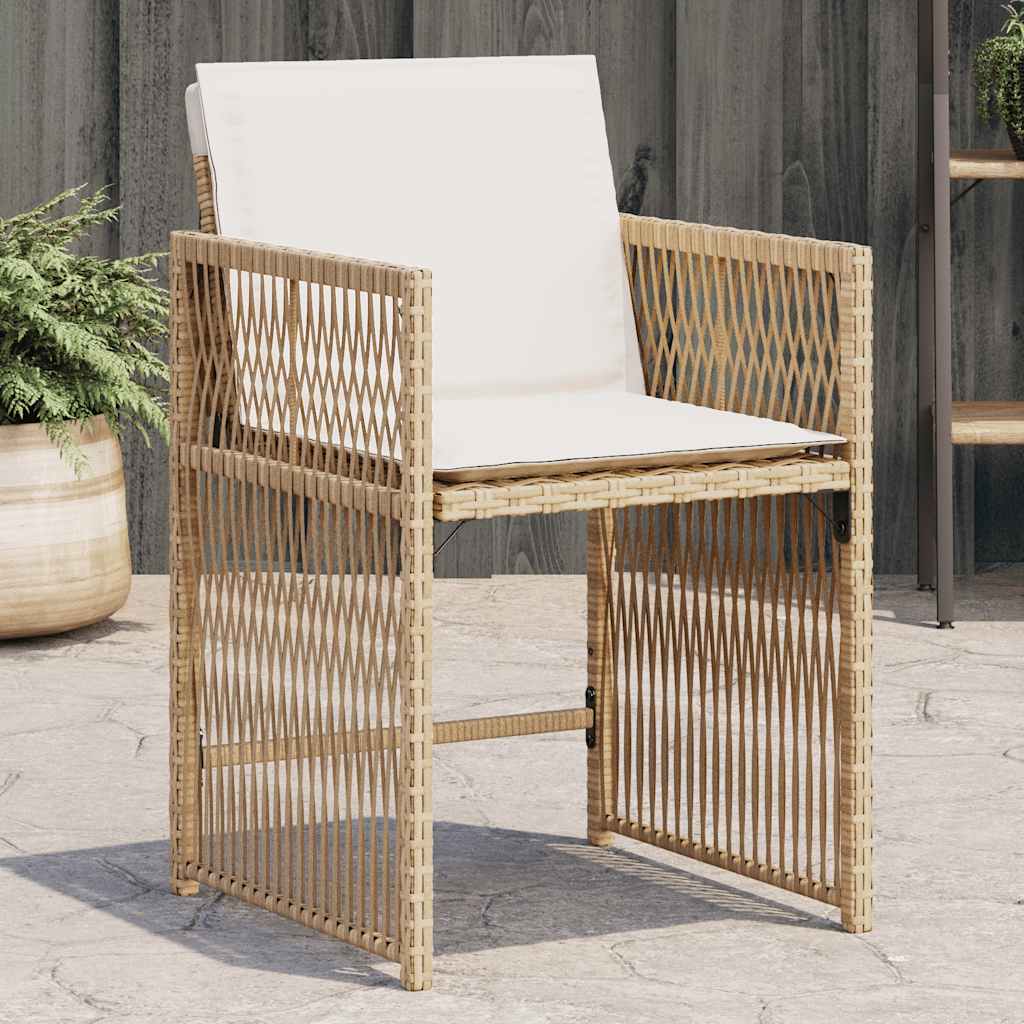 Garden Chairs with Cushions 4 pcs Poly Rattan Beige