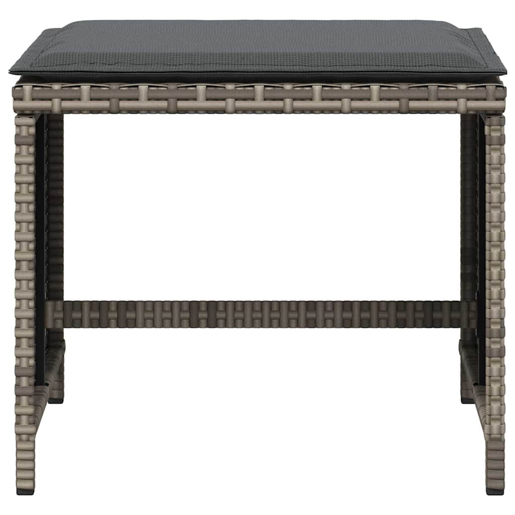 Garden Stools with Cushions 4 pcs 41x41x36 cm Poly Rattan Grey