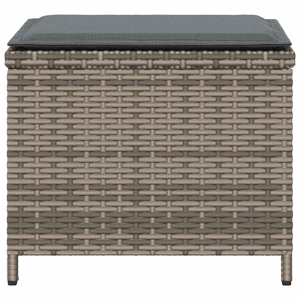 Garden Stools with Cushions 4 pcs 41x41x36 cm Poly Rattan Grey