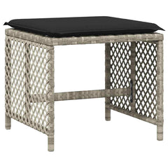 vidaXL Garden Stools with Cushions 4 pcs Light Grey 41x41x36 cm Poly Rattan 4