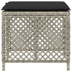 vidaXL Garden Stools with Cushions 4 pcs Light Grey 41x41x36 cm Poly Rattan 6