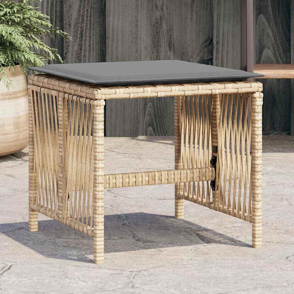Garden Stools with Cushions 4 pcs 41x41x36 cm Mix beige