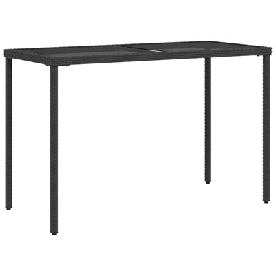 Garden Table with Glass Top Black 115x54x74 cm Poly Rattan