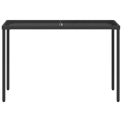 Garden Table with Glass Top Black 115x54x74 cm Poly Rattan