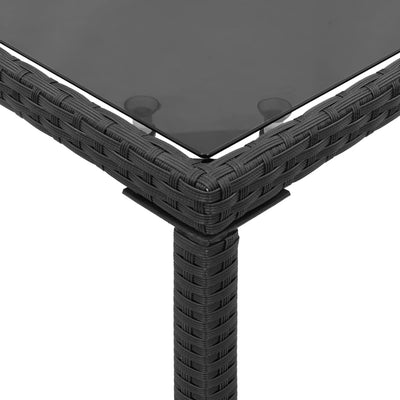 Garden Table with Glass Top Black 115x54x74 cm Poly Rattan