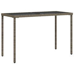 vidaXL Garden Table with Glass Top Grey 115x54x74 cm Poly Rattan 2