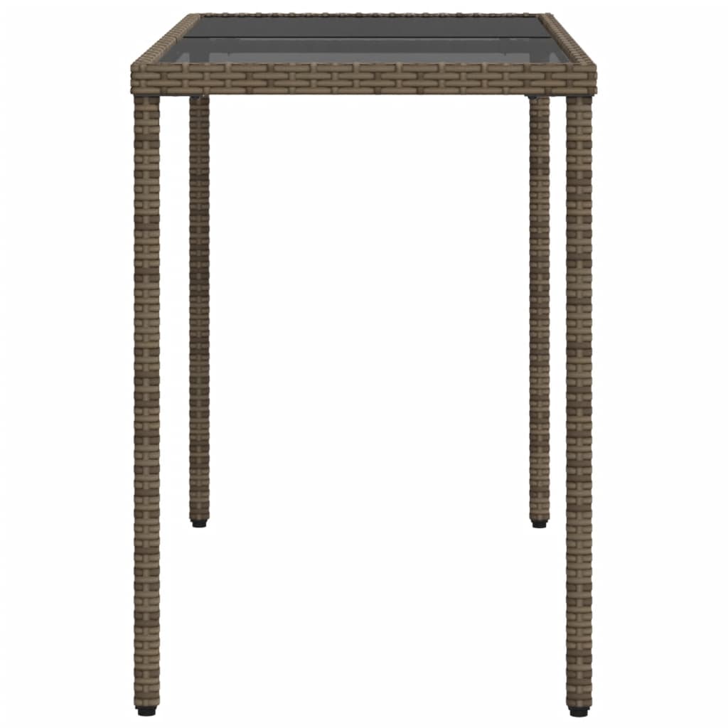 vidaXL Garden Table with Glass Top Grey 115x54x74 cm Poly Rattan 5