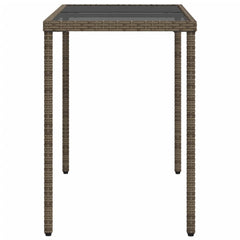 vidaXL Garden Table with Glass Top Grey 115x54x74 cm Poly Rattan 5