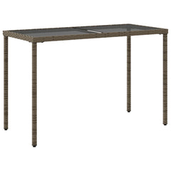 vidaXL Garden Table with Glass Top Grey 115x54x74 cm Poly Rattan 6