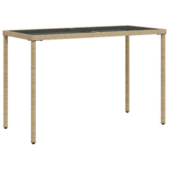 vidaXL Garden Table with Glass Top Beige 115x54x74 cm Poly Rattan 2