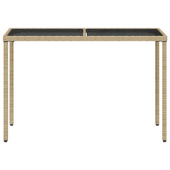 vidaXL Garden Table with Glass Top Beige 115x54x74 cm Poly Rattan 4
