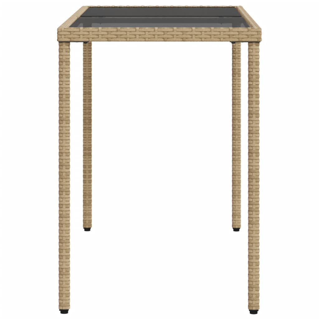 vidaXL Garden Table with Glass Top Beige 115x54x74 cm Poly Rattan 5