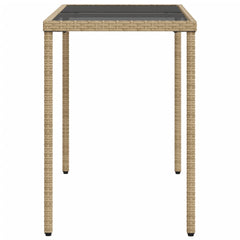 vidaXL Garden Table with Glass Top Beige 115x54x74 cm Poly Rattan 5